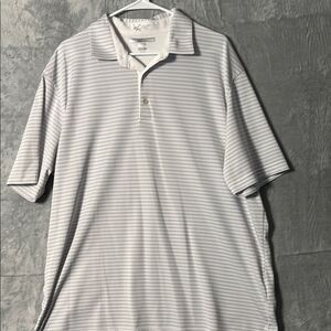 Greg Norman Gray Striped Short Sleeve Golf Polo Size XL